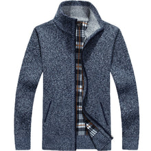 Load image into Gallery viewer, Winter Thick Men's Knitted Sweater Coat Off White Long Sleeve Cardigan Fleece Full Zip Male Causal Plus Size Clothing for Autumn
